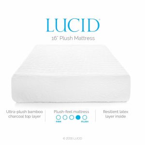 LUCID 16-Inch Plush Memory Foam and Latex Bamboo Mattress - bamboo mattress